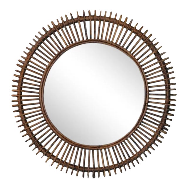 The 'Oculus' Round Rattan Mirror For Sale