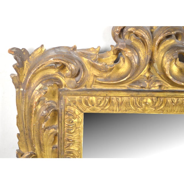 Italian Very Fine Antique 18th C Italian Carved Giltwood Mirror For Sale - Image 3 of 5