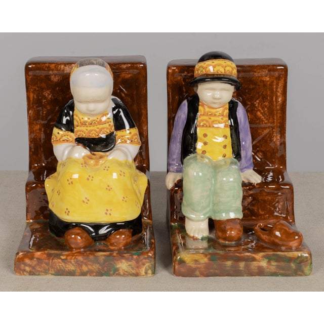 French Faience Hb Quimper Bookends by Berthe Savigny For Sale In Orlando - Image 6 of 9
