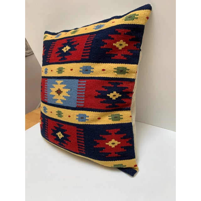 Cabin or farmhouse style earthy patterned Moroccan style boho throw pillow. Wool and muslin with zipper removal back, wool...