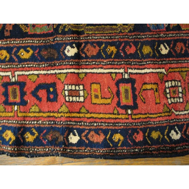1930s 1930s Blue Navy Geometric Tribal Antique Persian Kurdish Rug 4'9" X 6'10" Hand Knotted Wool Carpet For Sale - Image 5 of 5