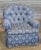 Late 20th Century Pair of Charles Stewart Club Chairs Prussian Blue Napoleonic Tufted Fabric For Sale - Image 4 of 12