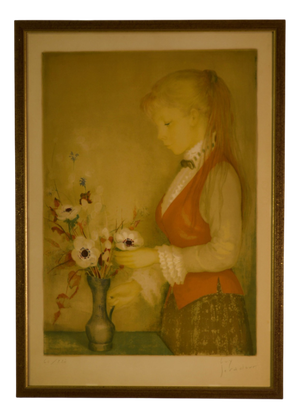 Guy Seradour, Young Girl with a Bouquet, 1960s, Paper