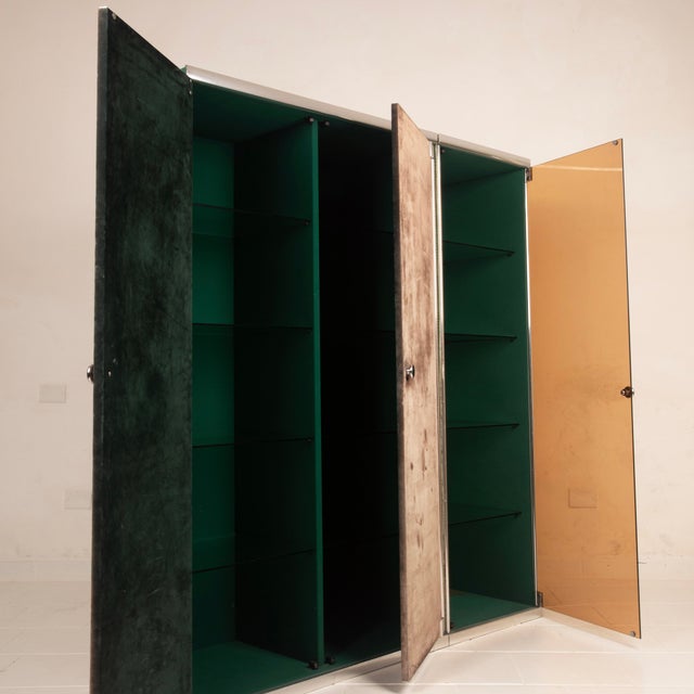 Tucroma Cabinets in Smoked Glass and Suede by Guido Falsechini for I4 Mariani, 1970s, Set of 2 For Sale - Image 18 of 18