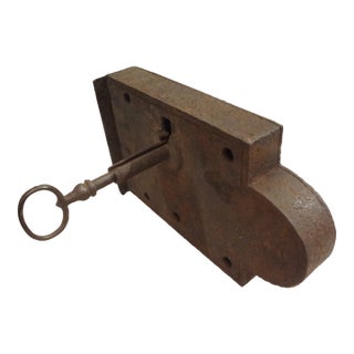 18th Century French Iron Lock and Key For Sale