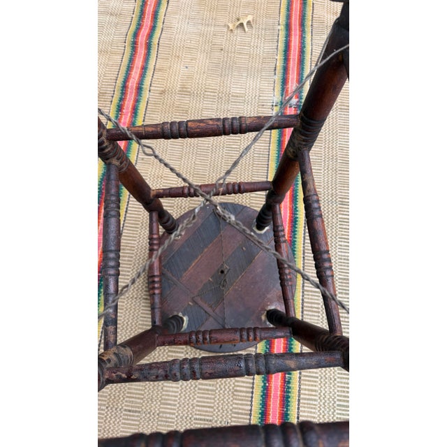 A Neat Antique Oak Workbench Barstool, With Wire Repairs, Circa 1890’s For Sale - Image 11 of 12