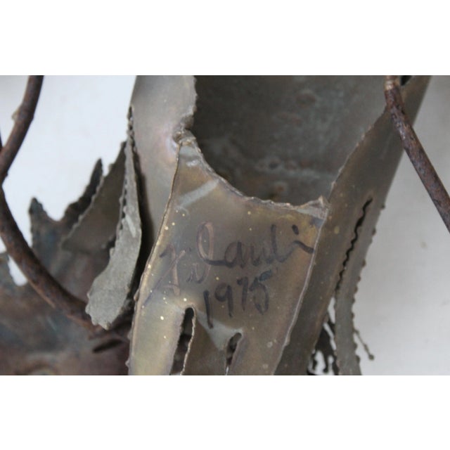 Jere Bustamante Brutalist Style Maple Leaves Owl Ram Wall Sculptures, Signed For Sale - Image 10 of 13