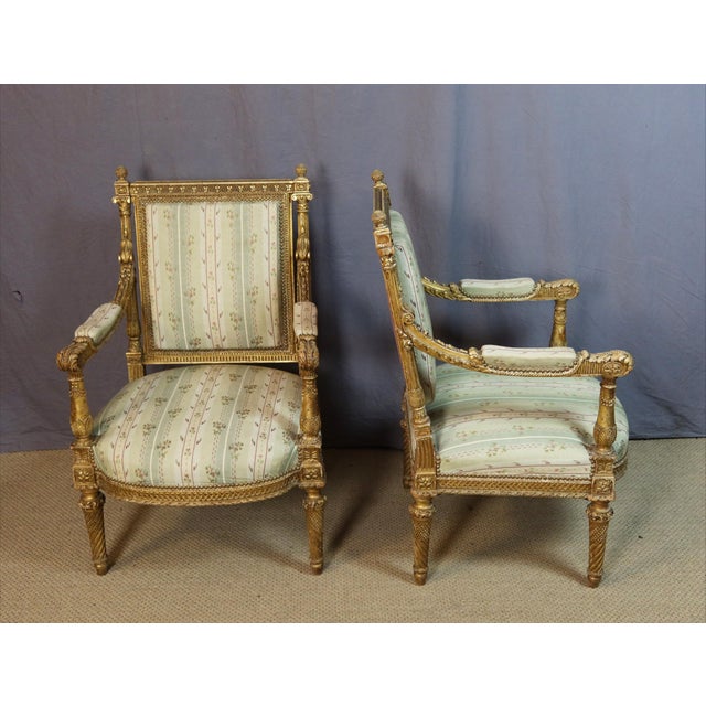Wood 19th Century Giltwood Living Room Set, Set of 5 For Sale - Image 7 of 16