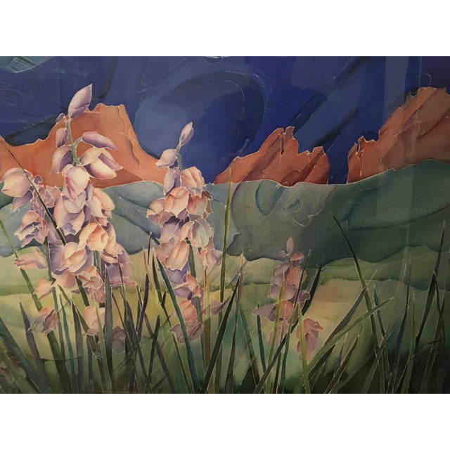 Expressionism 1980s "Spiked Vista" Expressionist Landscape Watercolor Painting, Framed For Sale - Image 3 of 7