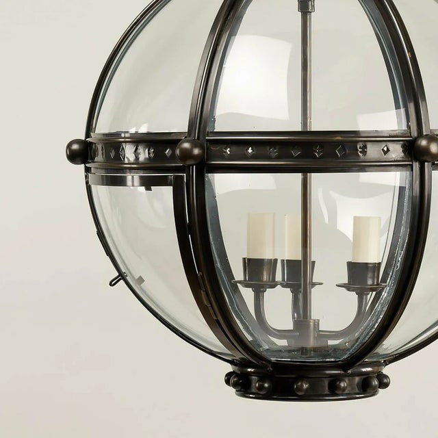 Globe Lantern in Bronze Finish, Small For Sale - Image 4 of 5