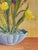 Early 20th Century Art Deco Still Life of Irises and Tulips With Bird, Oil on Board, Framed For Sale - Image 11 of 13