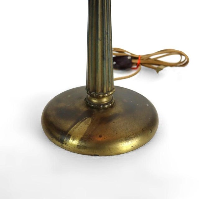 White Arts & Crafts Pittsburg School Reverse Painted Landscape Table Lamp C1920 For Sale - Image 8 of 14