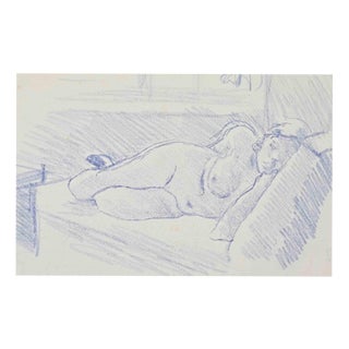 Mino Maccari, Reclined Nudes, Pastel Drawing, 1934 For Sale