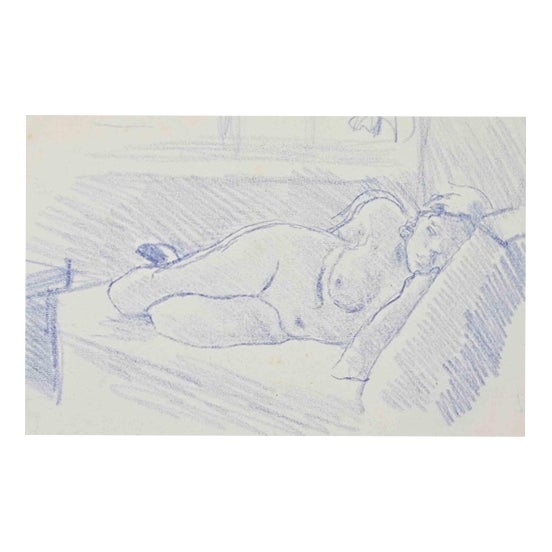 Mino Maccari, Reclined Nudes, Pastel Drawing, 1934 For Sale
