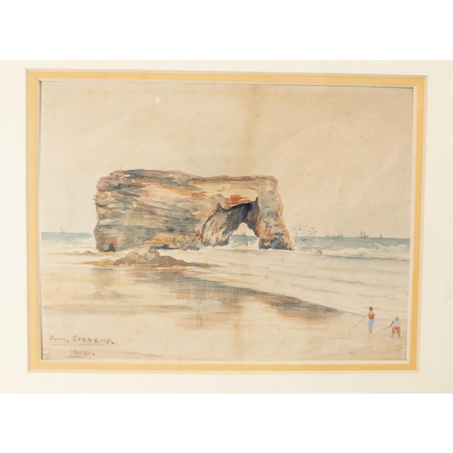 We are offering this charming little watercolor painting of Marsden Rock in North East England. This small watercolor is...