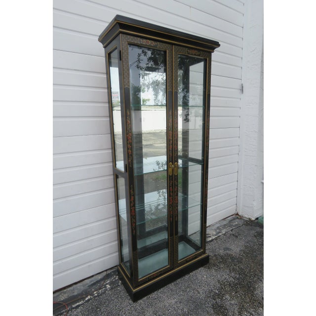 Hollywood Regency Tall and Narrow Painted China Cabinet Cupboard For Sale - Image 13 of 13