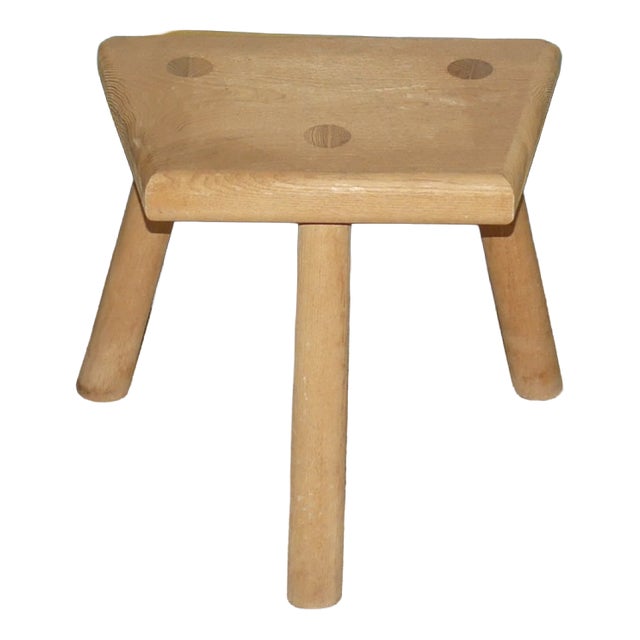 Small Vintage Wooden Three-Legged Milking Stool For Sale