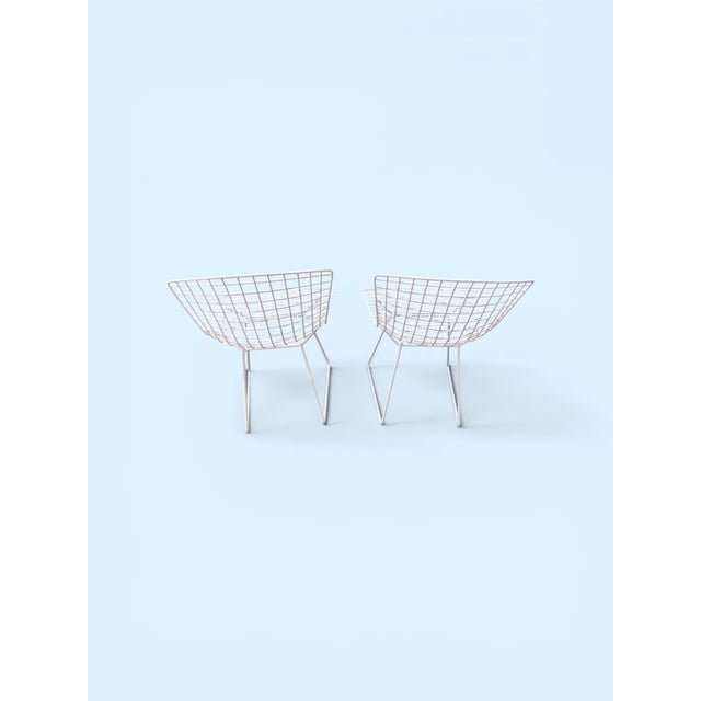 White 1980s Pair of Authentic Harry Bertoia for Knoll White Side Chairs , Signed For Sale - Image 8 of 12