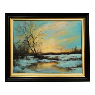 Dennis Sheehan "Untitled" Oil on Canvas Hand Signed Landscape Painting, Custom Framed For Sale