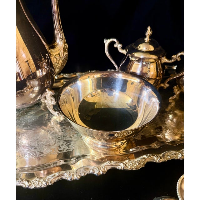 Vintage Silver-Plated on Copper Tea and Coffee Service Set For Sale - Image 9 of 11