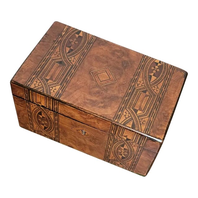 19th Century English Tunbridge Ware Marquetry Tea Caddy For Sale