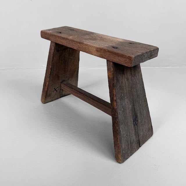 Mid-Century Modern Japanese Wooden Stool, 1950s For Sale - Image 3 of 12
