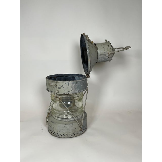 White Steel Ships Anchor Lantern For Sale - Image 8 of 9