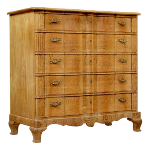 Mid-Century Modern Baroque Revival Oak Chest of Drawers, 1950