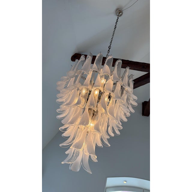 Glass Eclectic White Murano Chandelier For Sale - Image 7 of 15