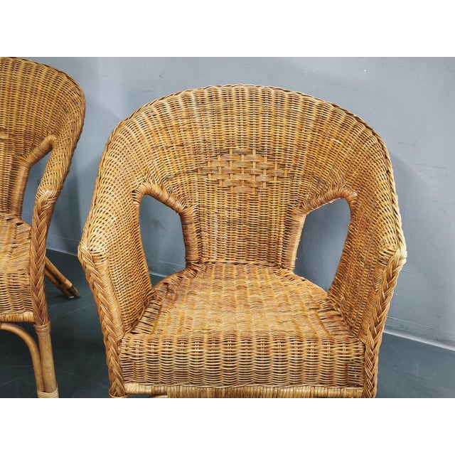 Vintage Italian Rattan and Wicker Lounge Set, 1950s, Set of 5 For Sale - Image 12 of 18
