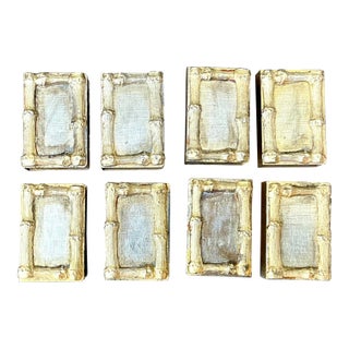 Vintage Gilt Bamboo Table Setting Personal Match Strikes - Set of 8 For Sale