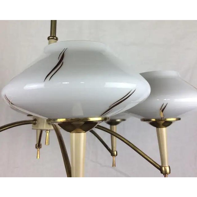 Maison Arlus Style Mid-Century Glass Globe 6-Arm Chandelier, Circa 1950 For Sale In Miami - Image 6 of 7