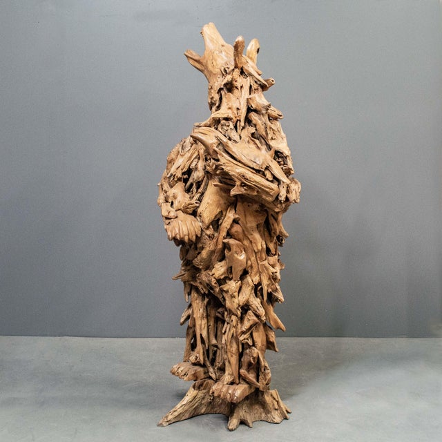 Rustic Tall Carved Reclaimed Teak Bear Sculpture For Sale - Image 3 of 11