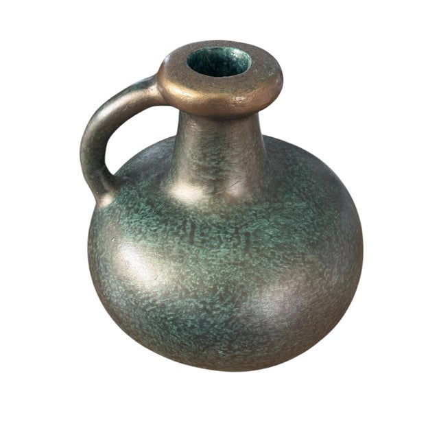 Late 20th Century Decorative Green & Gold Jug For Sale - Image 4 of 6