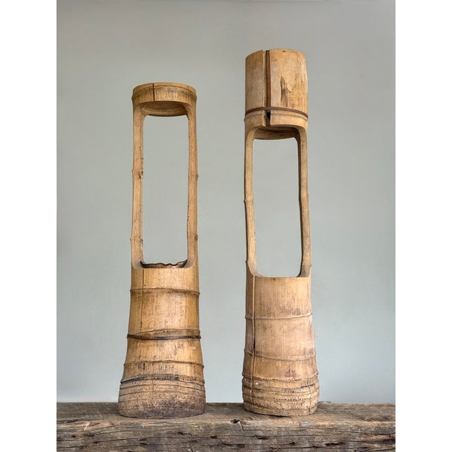 Japanese Vintage Japanese Ikebana (Ni-Ju-Giri) Bamboo Vase For Sale - Image 3 of 9