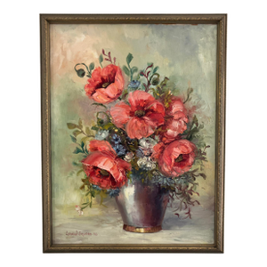 Vintage Floral Still Life Painting by Leavern Grubbs (1978)