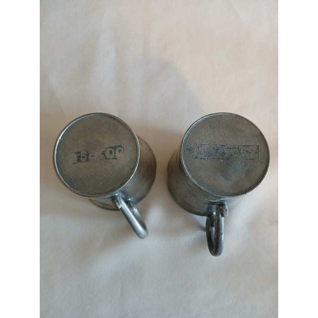 Victorian Antique Small Pewter Tankard Pair For Sale - Image 3 of 7