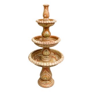 Rare Multi-Color Onyx Marble 3-Tier Water Fountain – 55" Tall | Luxury Garden Fountain by Zarva Stone For Sale