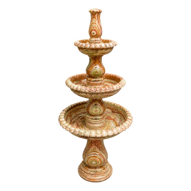 Rare Multi-Color Onyx Marble 3-Tier Water Fountain – 55" Tall | Luxury Garden Fountain by Zarva Stone For Sale