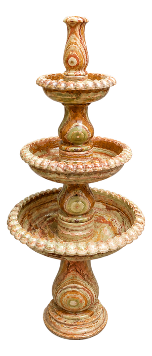 Rare Multi-Color Onyx Marble 3-Tier Water Fountain – 55" Tall | Luxury Garden Fountain by Zarva Stone