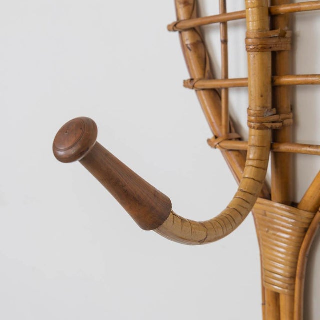 Wood 1960s French Rattan Tennis Racket Wall Hook For Sale - Image 7 of 9