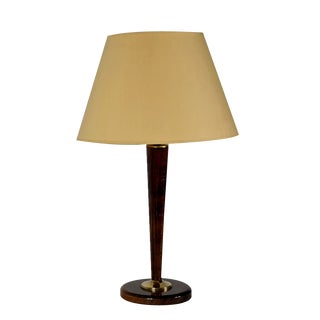 Mahogany and Brass Table Lamp in the style Mazda, 1950s For Sale