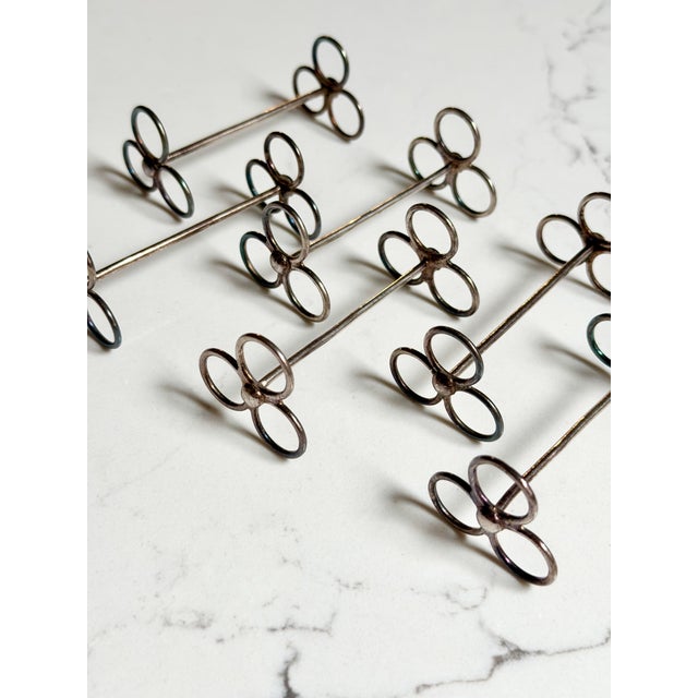 Silver Early 20th Century Art Deco Silver Plate Trefoil Knife Rests - Set of 6 For Sale - Image 8 of 8