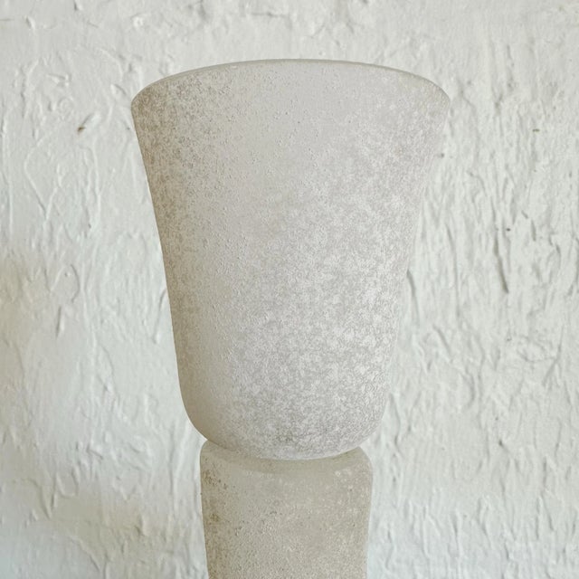 Mid-Century Modern Pair of Seguso Murano Scavo Glass Volute Arm Table Lamps, 1980s For Sale - Image 3 of 7