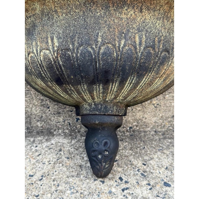 Metal :ate 20th Century Neoclassical Style Cast Iron Wall Fountain Bowl Urn Lavabo Garden Planter Pot For Sale - Image 7 of 14