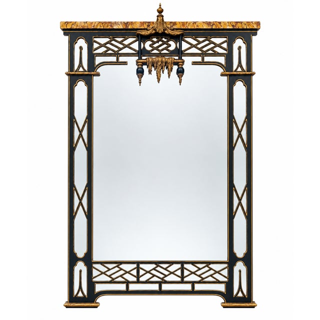 Italian Chinese Chippendale Style Pagoda & Fretwork Faux Marble Painted Mirror For Sale - Image 11 of 12