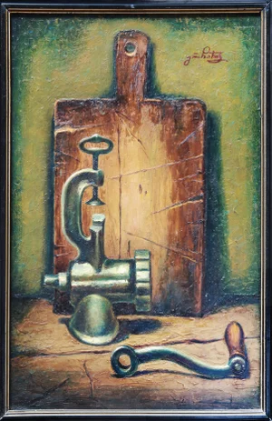 Grigol Chirinashvili, Meat Grinder, 1980, Oil on Cardboard
