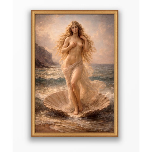 Atelier Aria Lumae Venus in a Quiet Sea Original Classical Realism Fine Art Gallery Board Print For Sale - Image 12 of 14