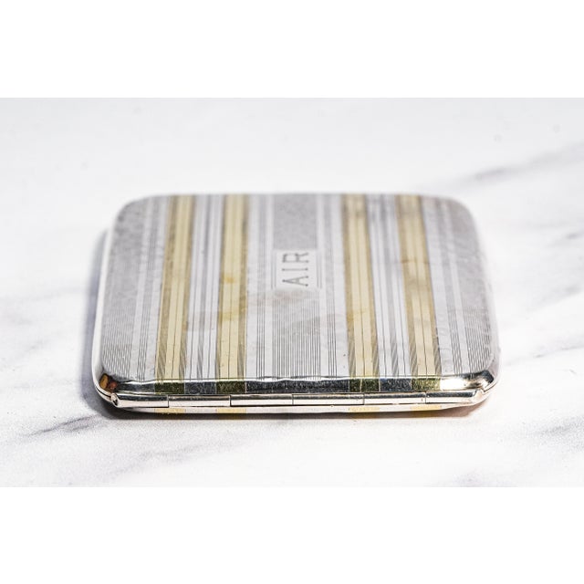 Lux Hammered Antique Art Deco 14k Gold Sterling Silver Card Cigarette Case For Sale - Image 12 of 15