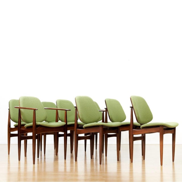 Wood Set of Eight Mid Century Dining Chairs Attributed to Elliots of Newbury For Sale - Image 7 of 15